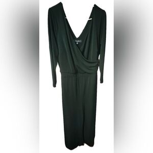 Modcloth Deep Green Long Sleeve Jumpsuit